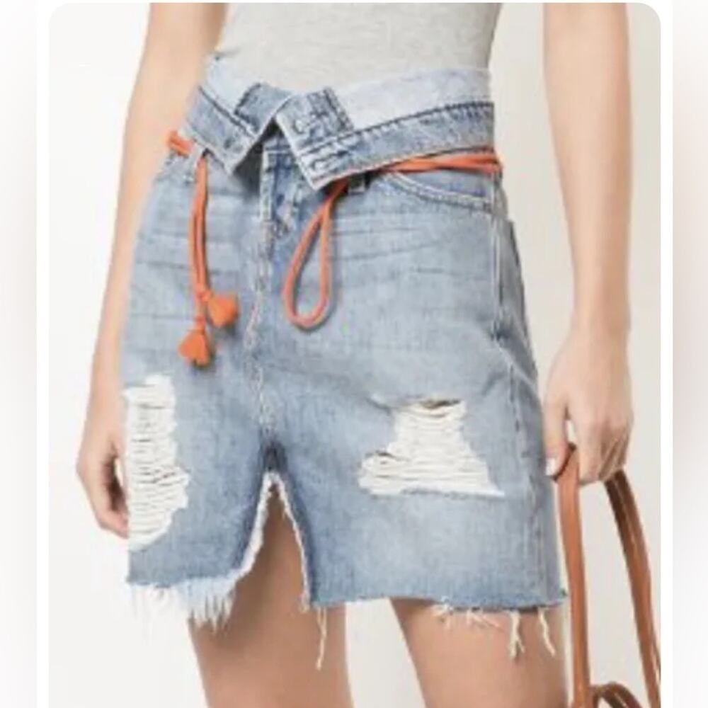 Hudson Women's Sloane Skirt Distressed In Light Blue Size 24